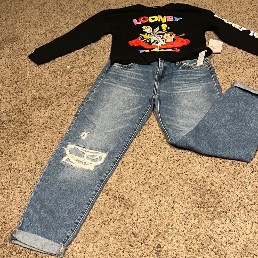 Girls Denim set with crop top